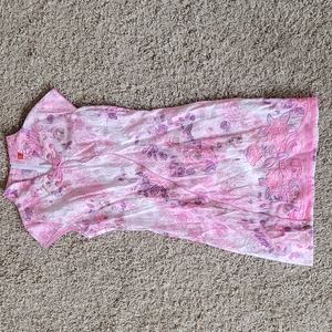 90s vtg pink + glitter embroidered dress!